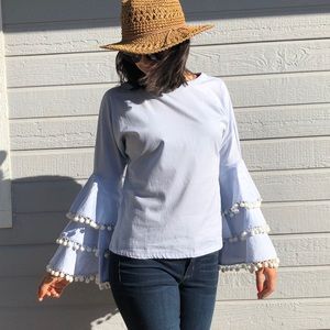 Linen Bell Long Sleeve Blouse